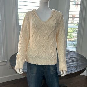 J Crew medium cream sweater with hoodie